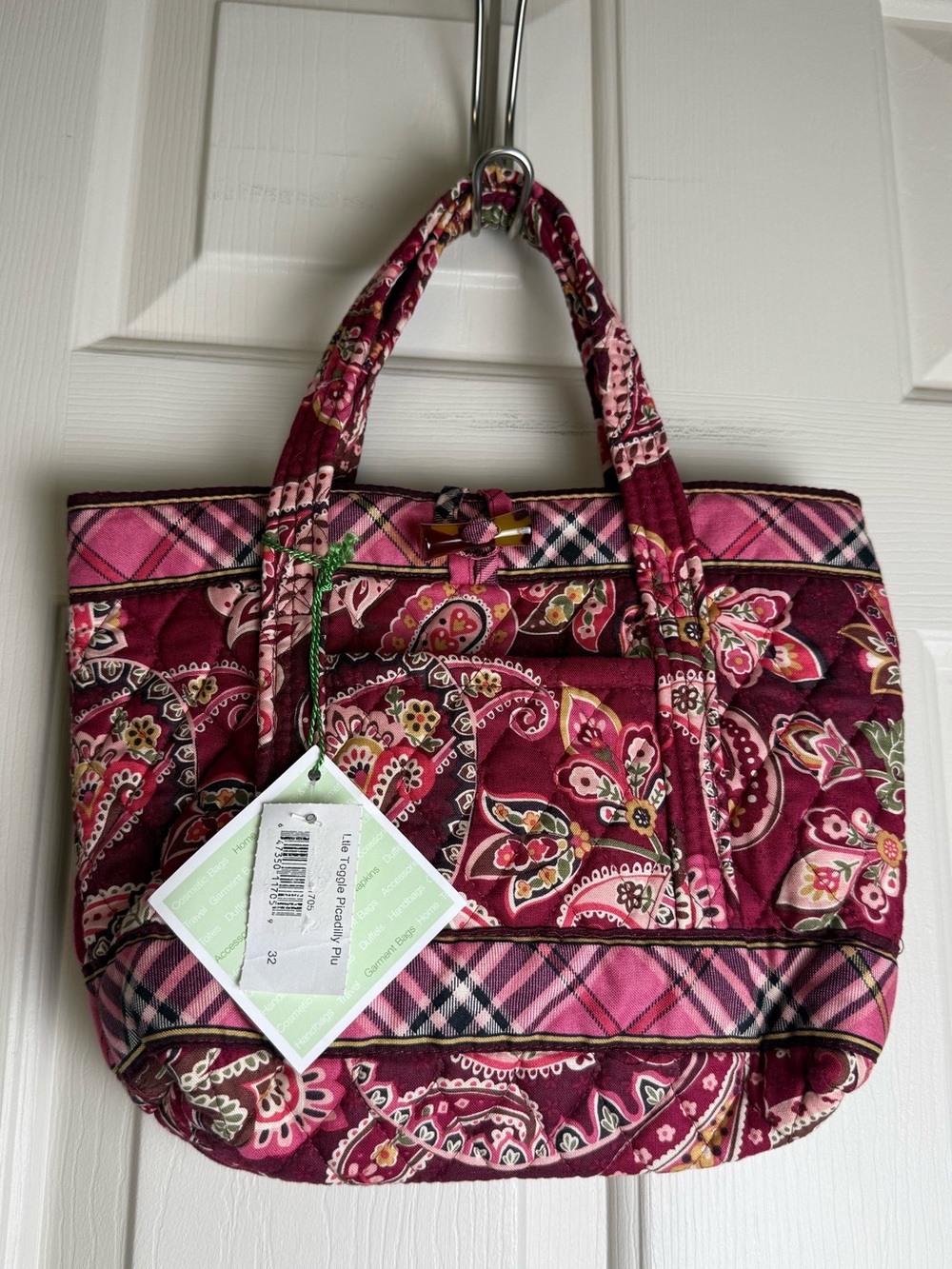 NWT Vera Bradley Piccadilly Plum Little Toggle Tote Bag Retired LAST ONE!